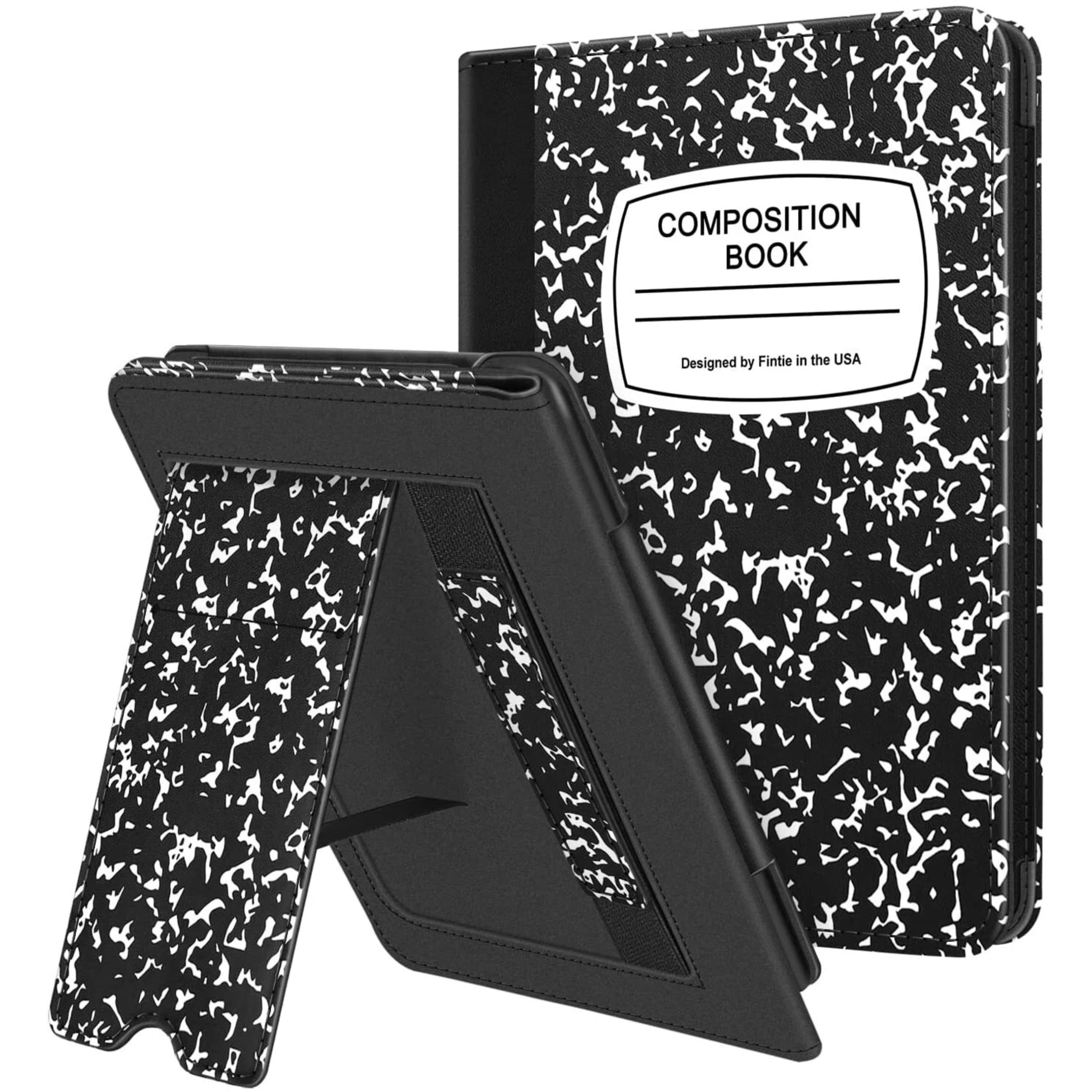 Kitcheniva - Foldable Stand Cover For Kindle Paperwhite 11th 2021 With Card Slot And Hand Strap - Black and White