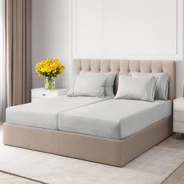 CGK Linens - Ultra Soft Solid 6 Piece Sheet Set - Comfortable Bed Sheets & Extra Pillowcases - Split king - Light Gray