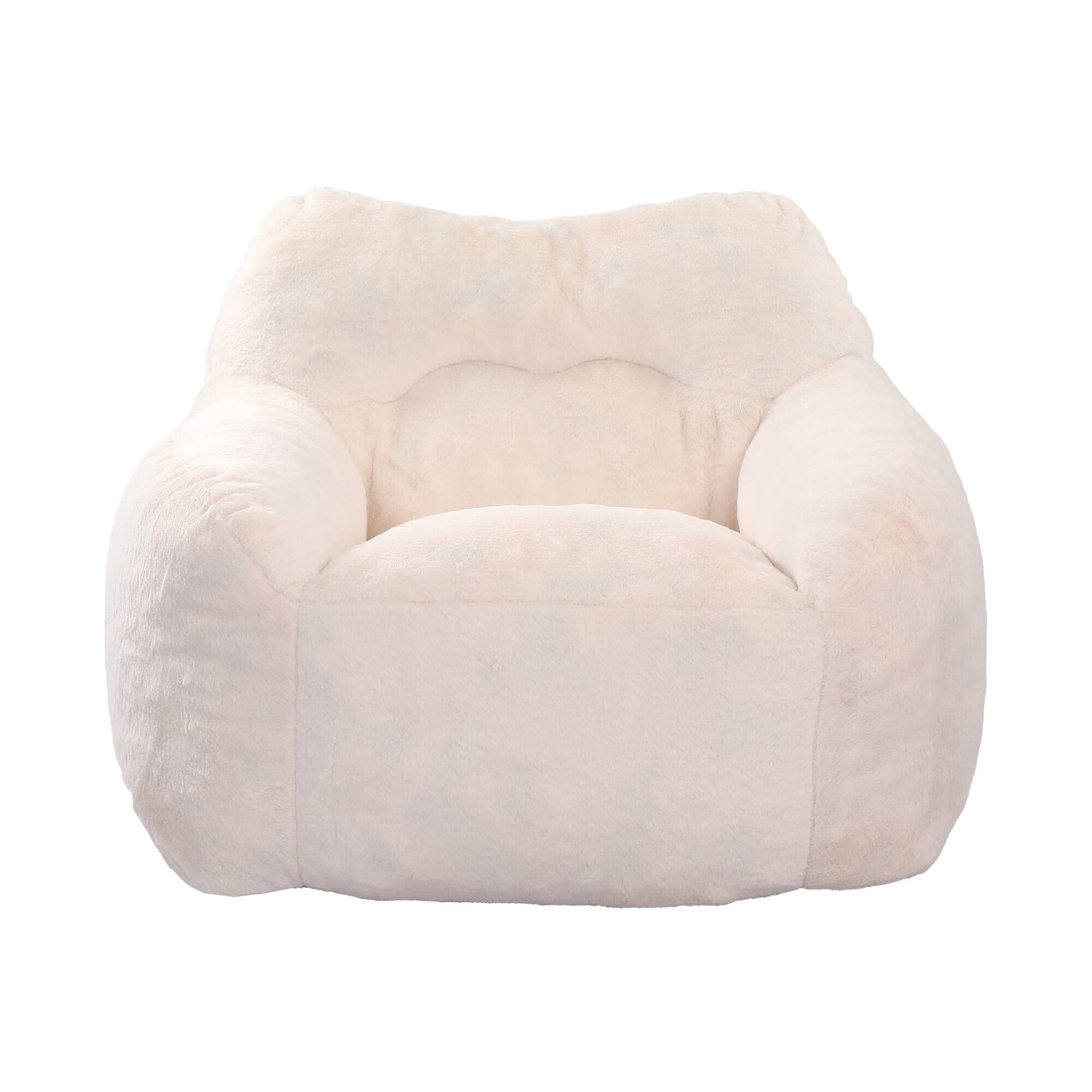 Alt View 4. GOODSILO - Bean Bag Chair Sofa with Armrests - Stuffed High-Density Foam, Lazy Comfy Seating for Adults in Living Room, Bedroom - White.