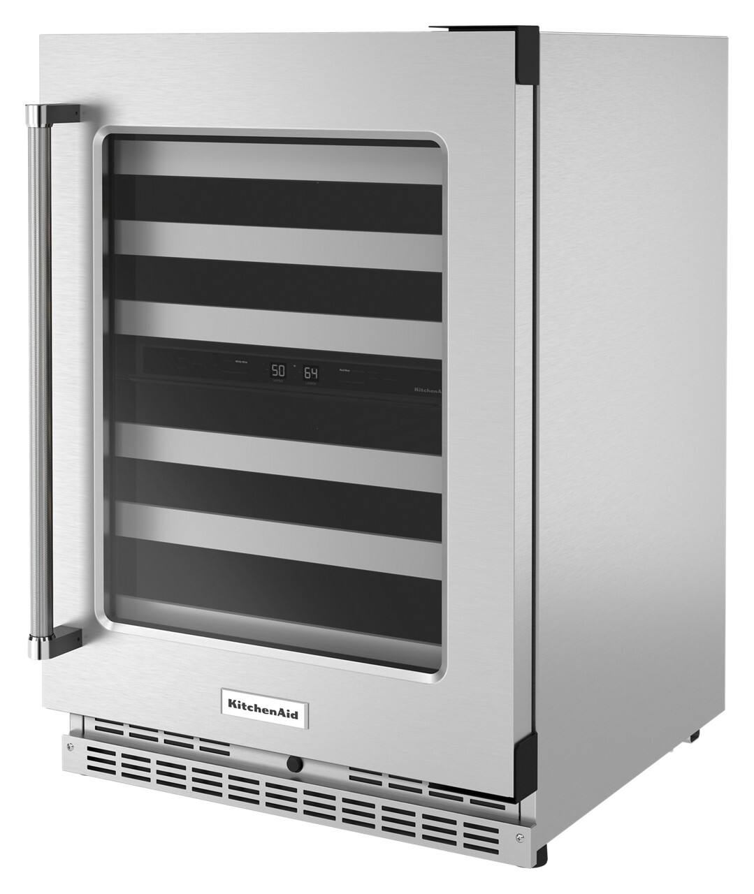 Alt View 10. KitchenAid - 46-Bottle Dual-Zone Wine Cellar with Glass Door and Metal-Front Racks - Stainless Steel.