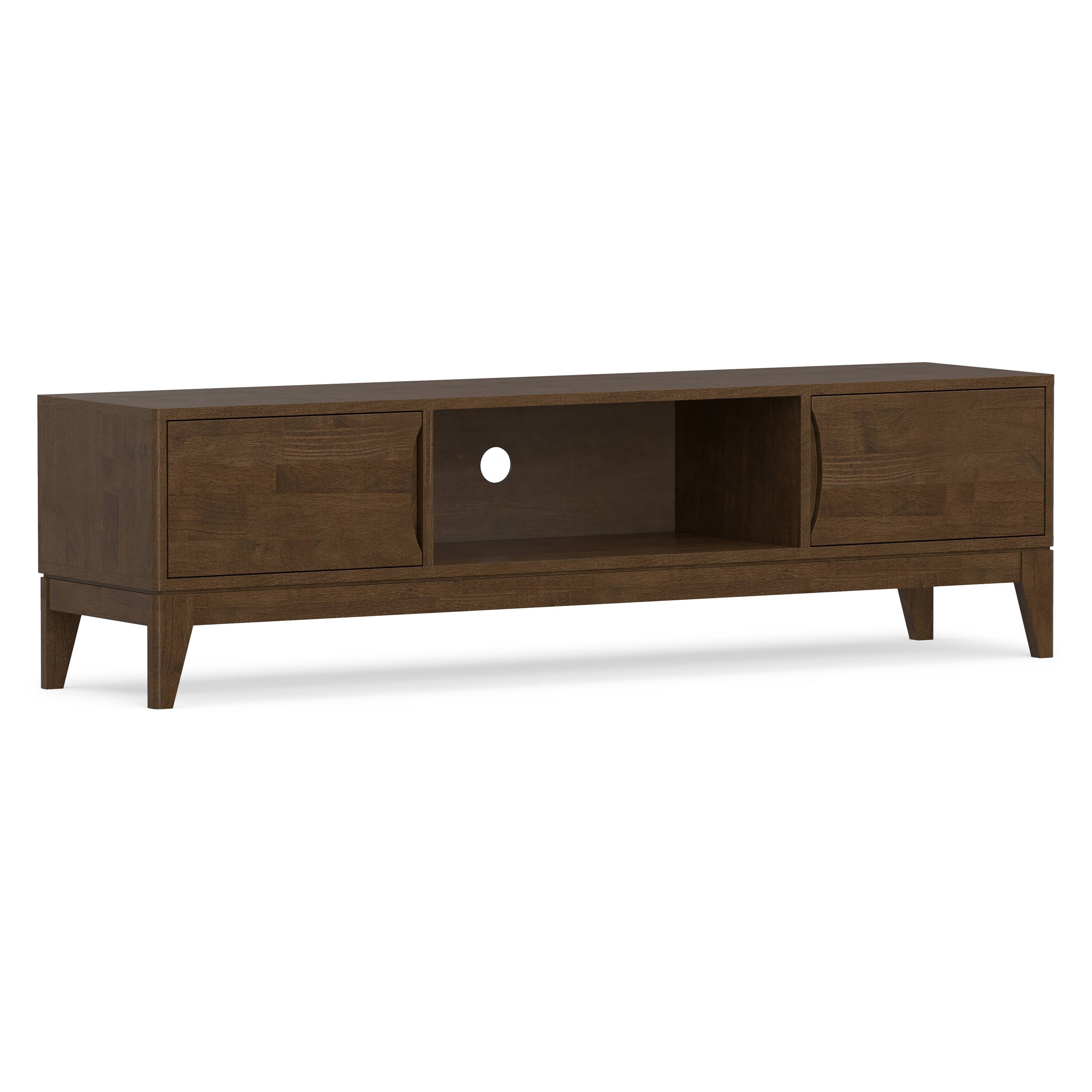 Angle. Simpli Home - Simpli Home Harper SOLID HARDWOOD 72 inch Wide Mid Century Modern TV Media Stand - Walnut Brown.
