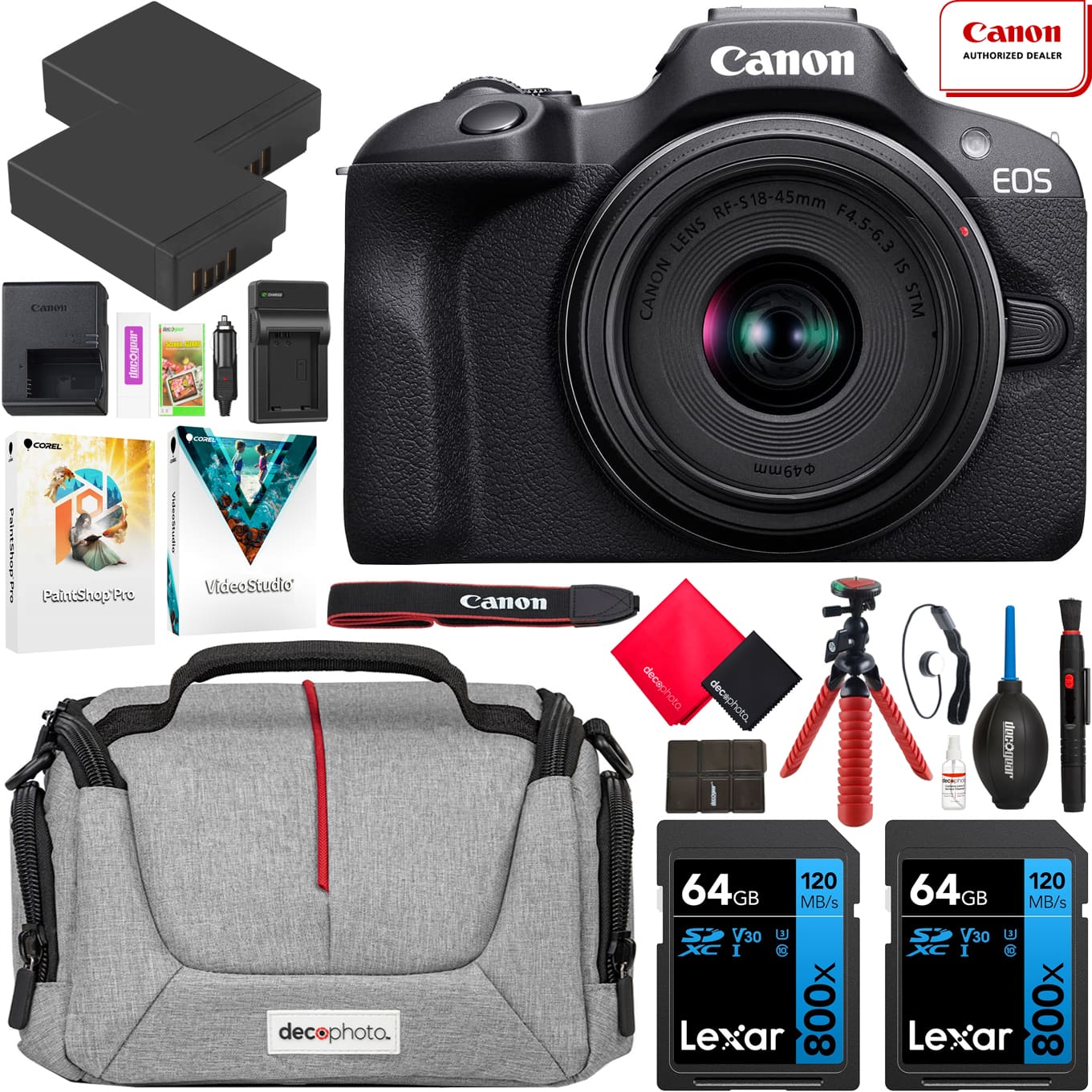 Canon - EOS R100 Mirrorless Camera + 18-45mm F4.5-6.3 IS STM Lens Kit Essential Bundle