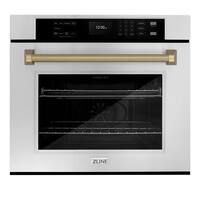 ZLINE - Autograph 30 in. True Convection Single Wall Oven & Bronze Helix Handle (WASZ-30-KCB) - Stainless Steel - Front_Zoom