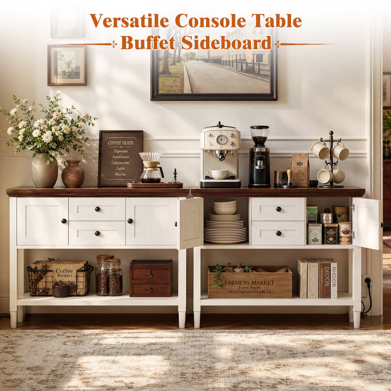 Versatile Console Table Buffet Sideboard

COFFEE GUIDE
Espresso Americano Cappuccino Latte Mocha

COFFEE
Coffee Beans

FARMERS MARKET Farm Fresh FRUITS&VEGETABLES

Consultation

DADOR
RECIOR