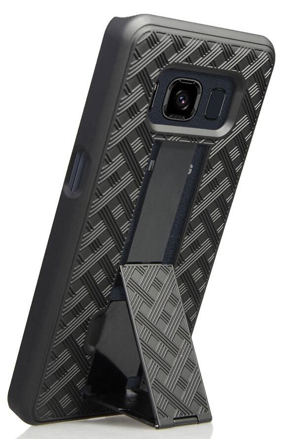 Alt View 3. Nakedcellphone - Combo for Samsung Galaxy S8 Active - Case with Stand and Belt Clip Holster - Black.