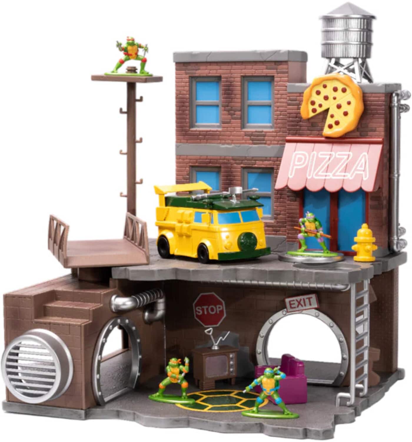 Jada Toys - Teenage Mutant Ninja Turtles Nano Scene W/ 4 Teenage Mutant Ninja Turtles Nano Figs - COLLECTABLES - Mulitcolor