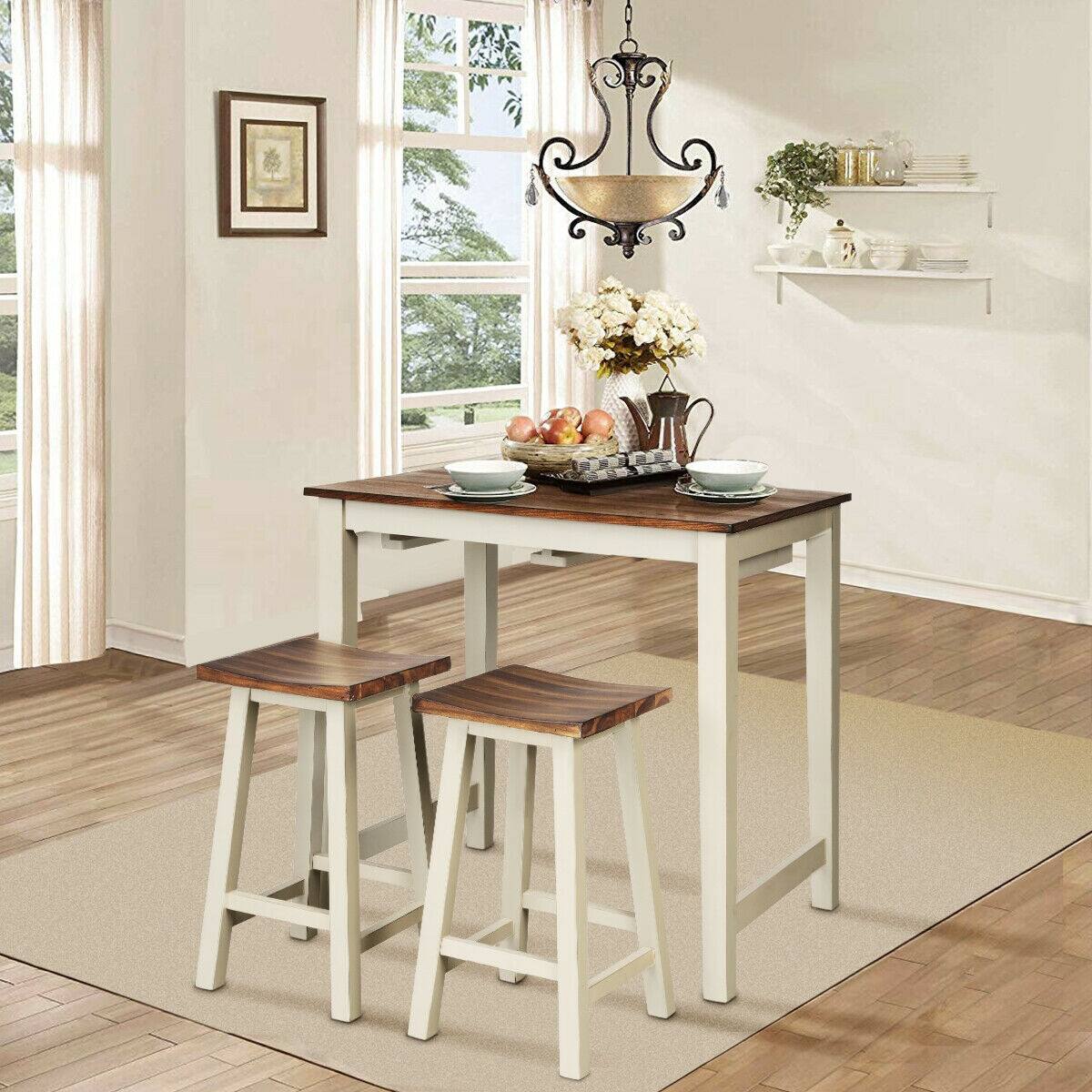 Alt View 5. Boyel Living - Brown Counter Height Pub Table with 2 Saddle Bar Stools - White+Brown.