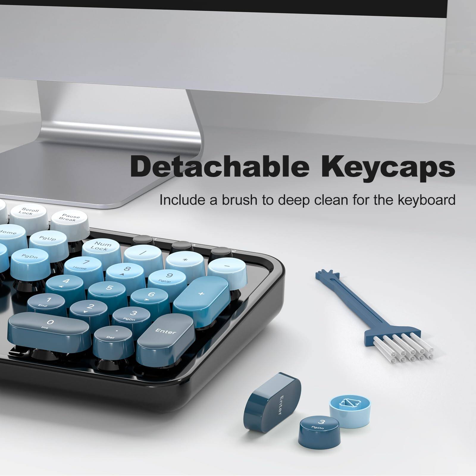 Detachable Keycaps  
Include a brush to deep clean for the keyboard