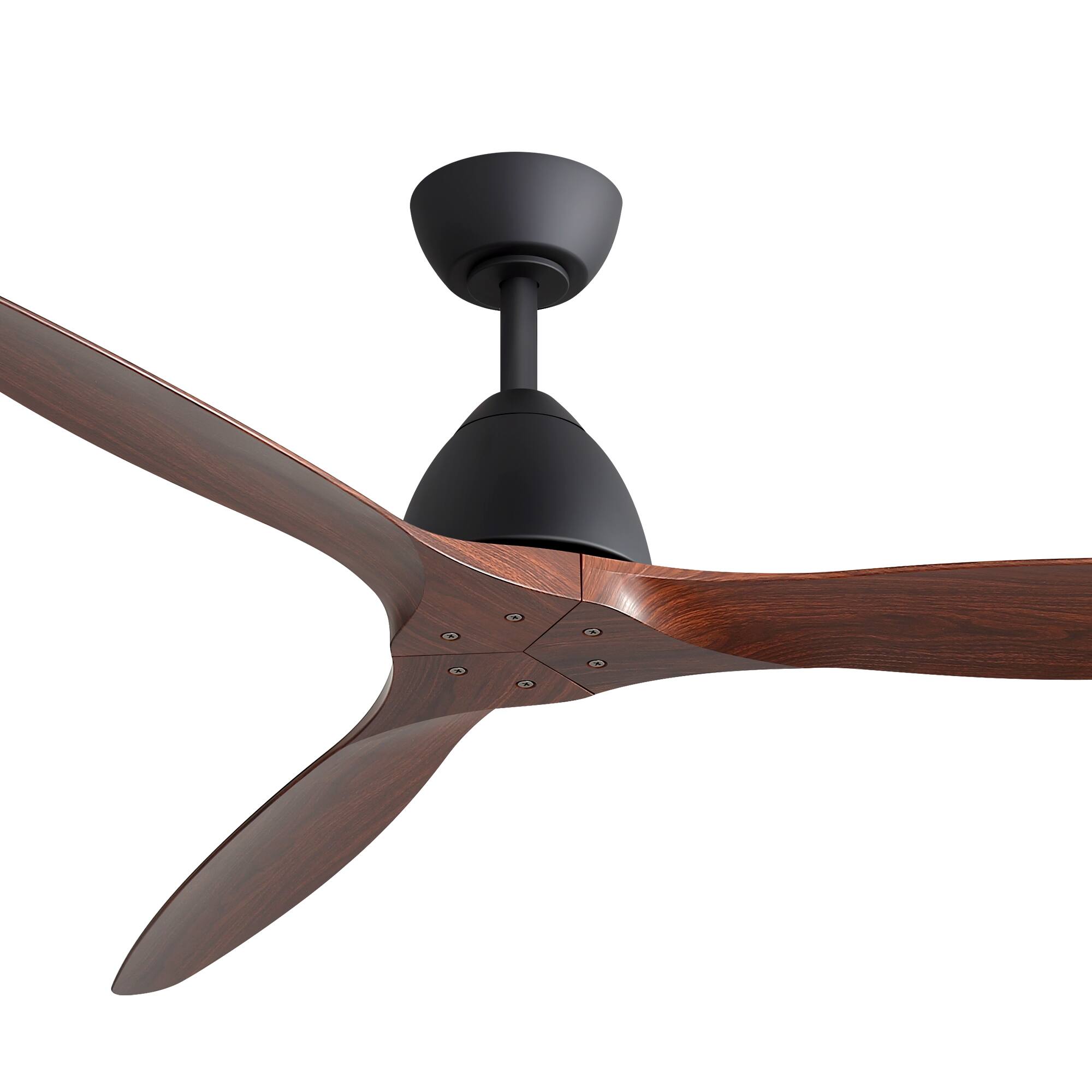Alt View 9. Breezary - 56-Inch Modern Ceiling Fan with 3 Reversible ABS Blades, 6-Speed Quiet DC Motor, Timer, 6" Downrod Mount - Black and Double-sided wood-grain.