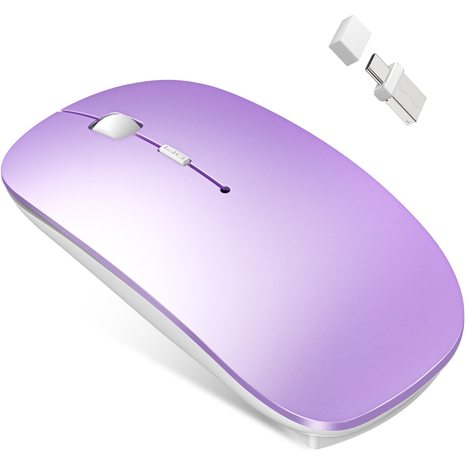 Cozy Serene - Wireless Mouse Rechargeable Silent Black For Macbook Air Pro Laptop Computer Ipad - Wireless - Purple