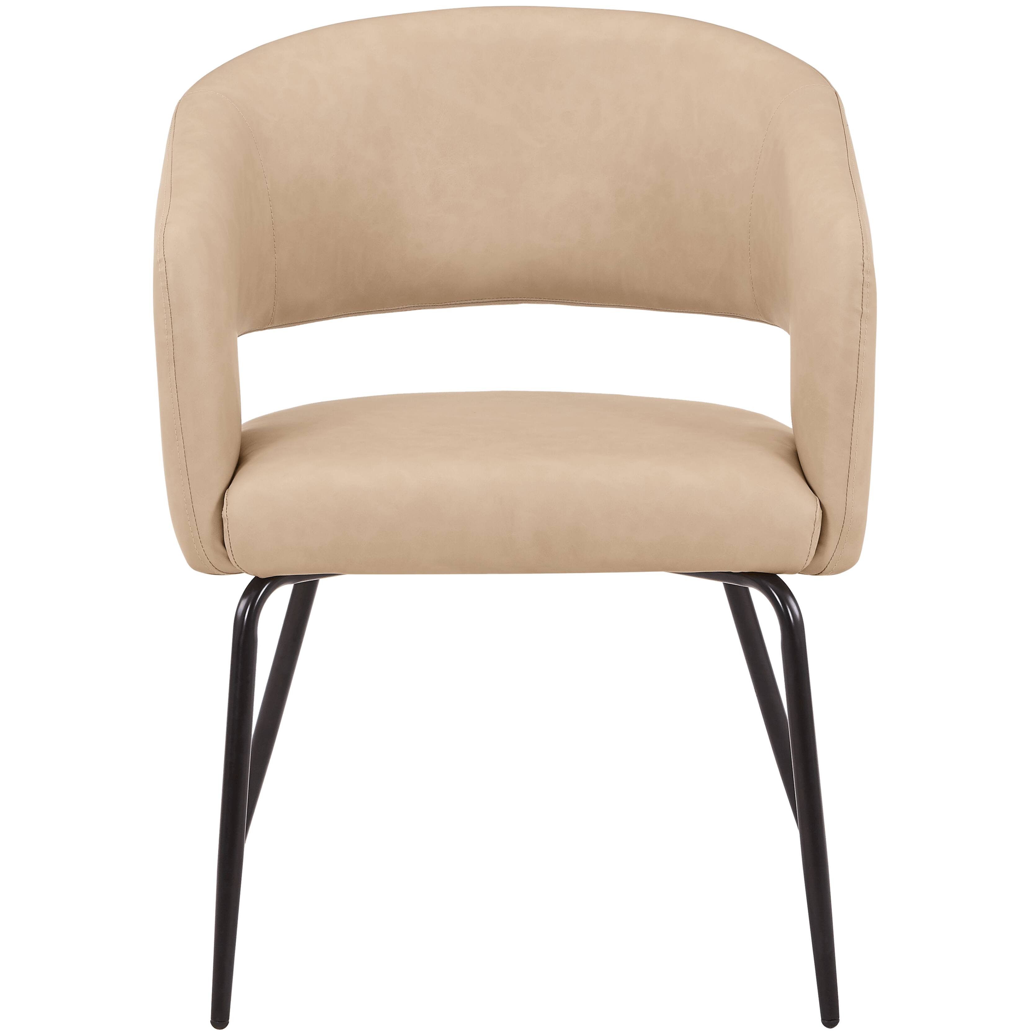 Alt View 2. LeisureMod - Gavin 2-PCS Contemporary Dining Chair - Curved Open Back Upholstered Accent Chair for Kitchen & Office - Light Taupe Fabric.