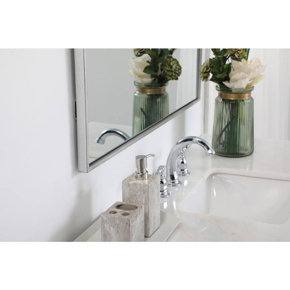 Left. Elegant Decor - Metal frame rectangle mirror 36 inch in silver - Silver.