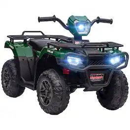 Ropilly - 12V Kids ATV Electric Four Wheeler with AUX Port Green