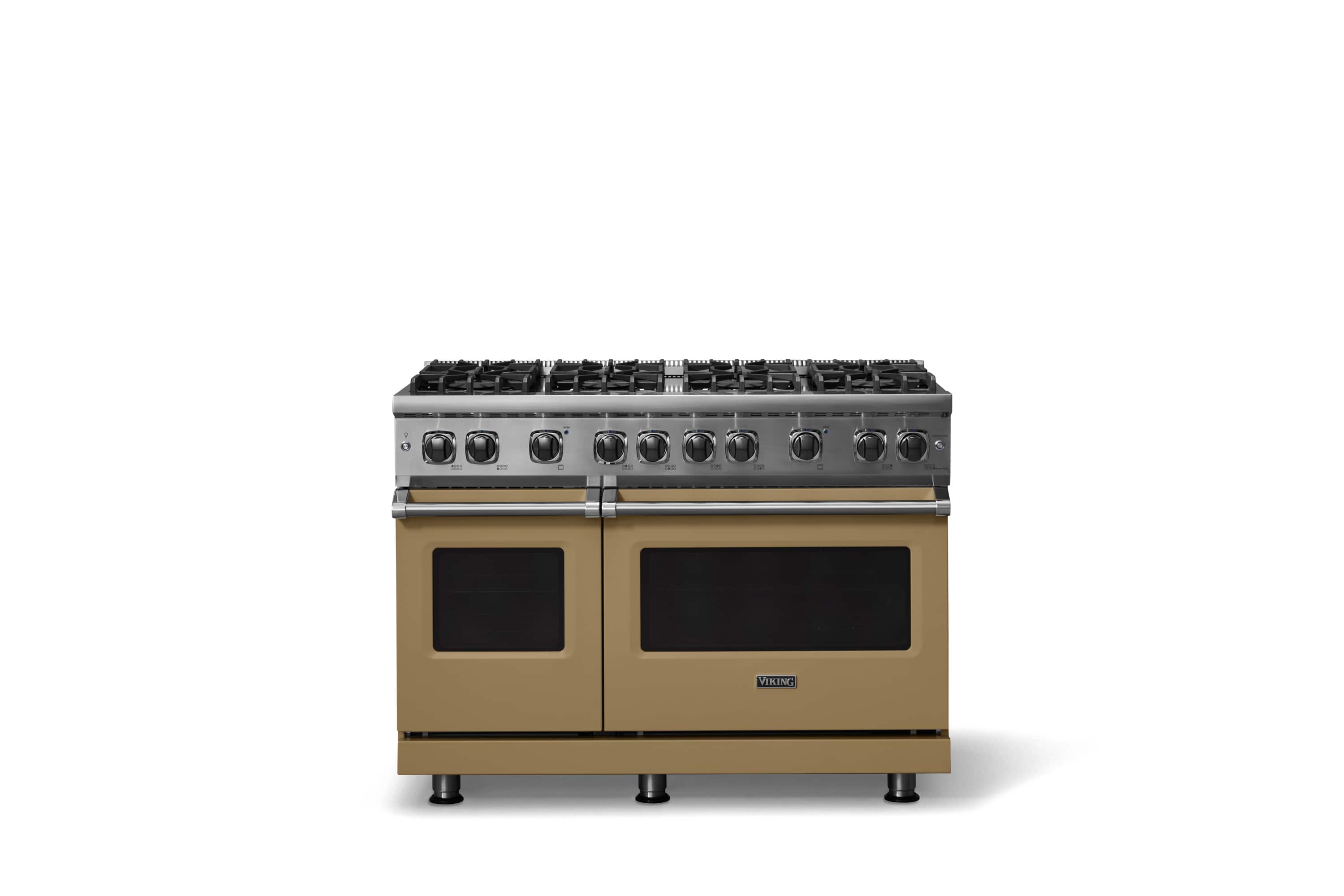 Front. Viking - 6.1 Cu. Ft. Professional 5 Series Freestanding Double Oven Gas Convection 8 Burner Range - Golden Hour.