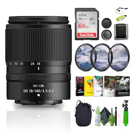 Nikon - NIKKOR Z DX 18-140mm f/3.5-6.3 VR Compact Zoom Lens (20104) Bundle - Black