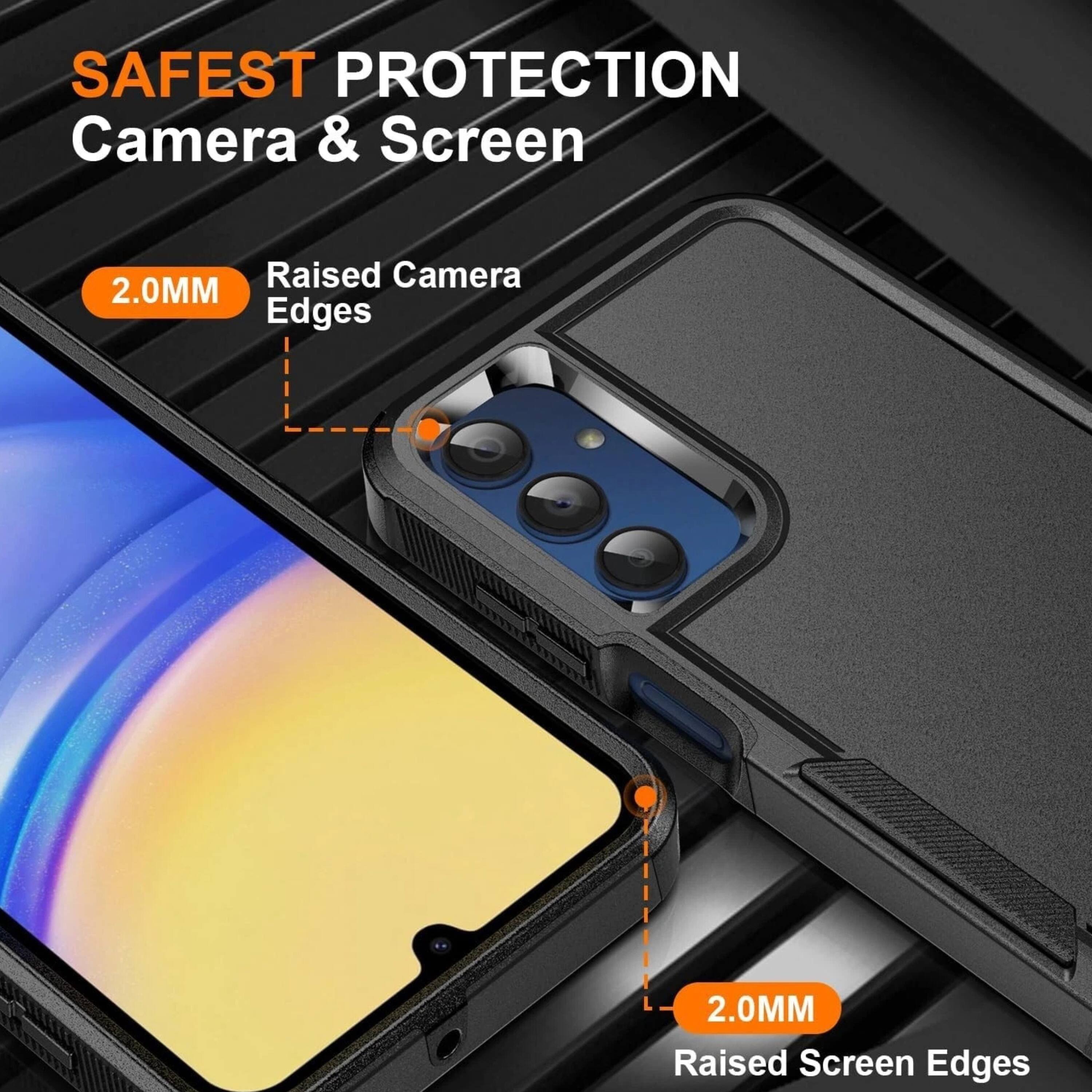 SAFEST PROTECTION  
Camera & Screen  
Raised Camera 2.0MM Edges  
Raised Screen Edges
