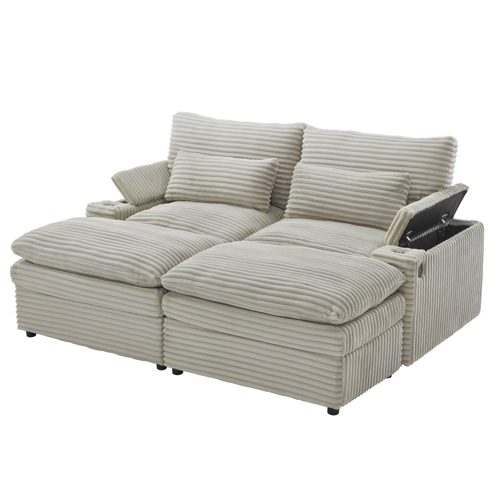 Alt View 1. Boyel Living - 70.9 inch Free-combined Sectional Sofa with Storage Space Two Movable Ottomans Four USB Ports and Cup Holders in Gray - Gray.