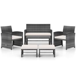 Gymax - Set Of 6 Patio Furniture Outdoor Sectional Conversation PE Rattan Sofa Set White - Mix Brown, White