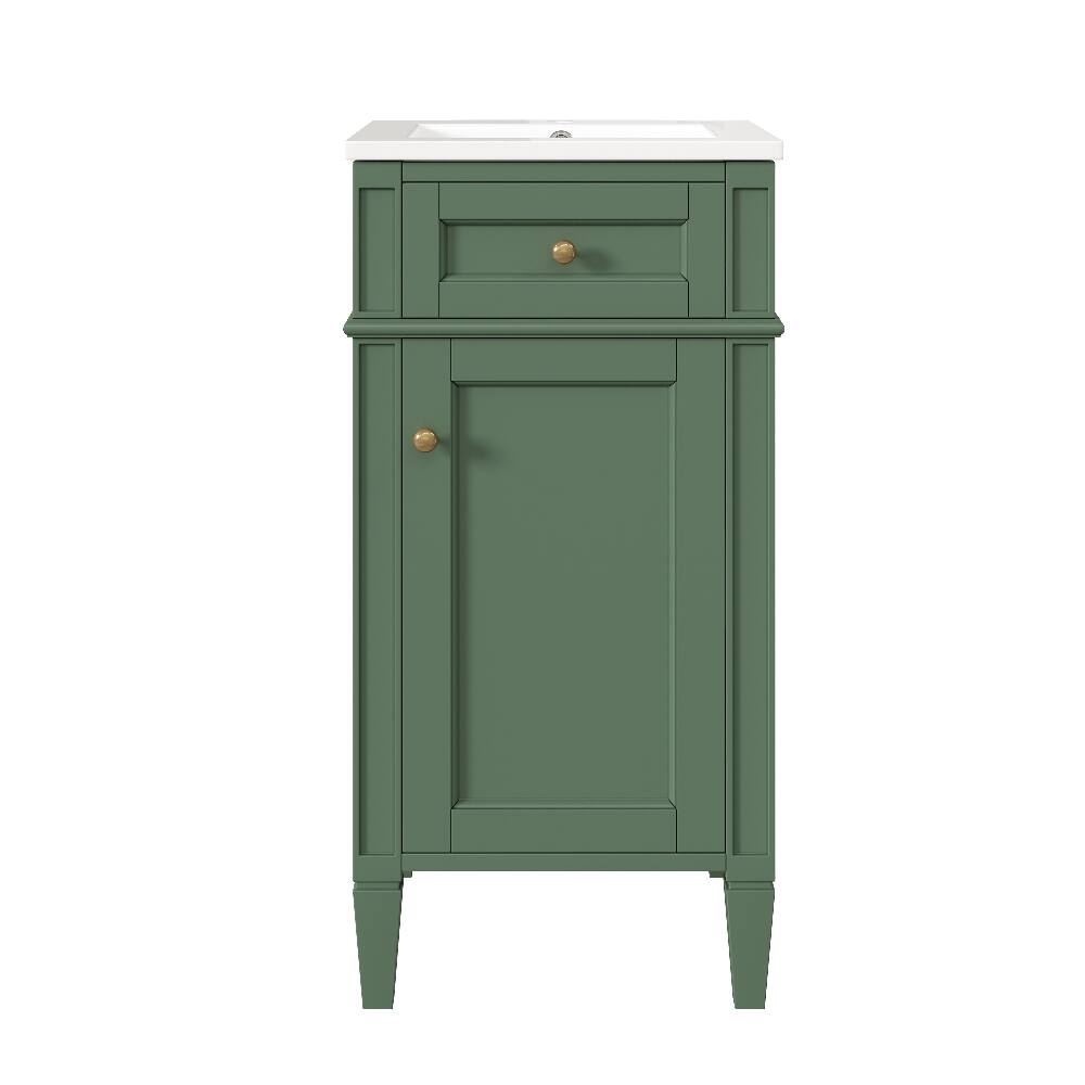Alt View 6. Loheer - Loheer 16 inch bathroom vanity with sink French style freestanding single vanity set green - Green.