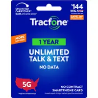 Tracfone - $144 Unlimited Talk and Text / 365 days (Smartphone) [Digital] - Front_Zoom