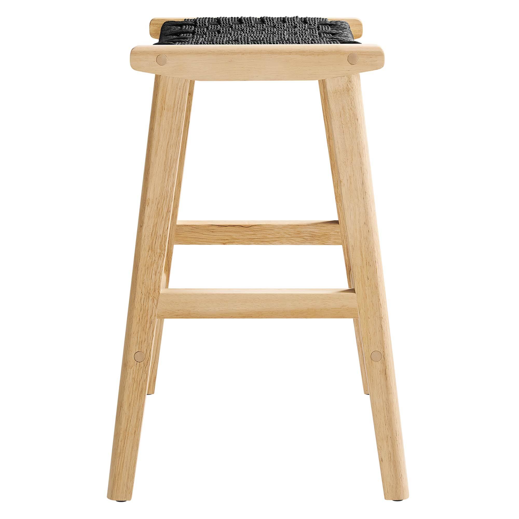 Alt View 4. Modway - Saoirse Woven Rope Wood Counter Stool Set of 2 by Modway - Natural Black.