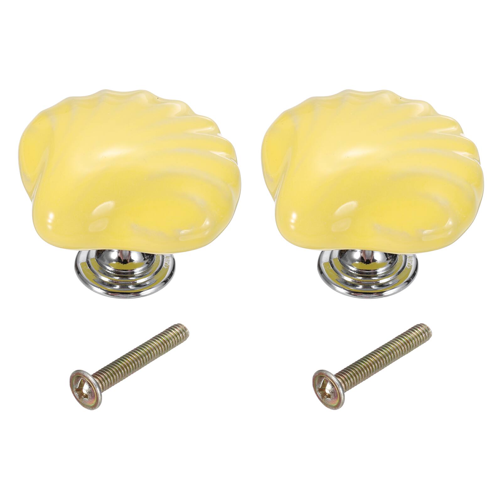 Unique Bargains - 2pcs Shell Ceramic Cabinet Knobs, Decorative Drawer Pulls w/ Screws for Cupboards - Yellow price history on PriceWatchPro