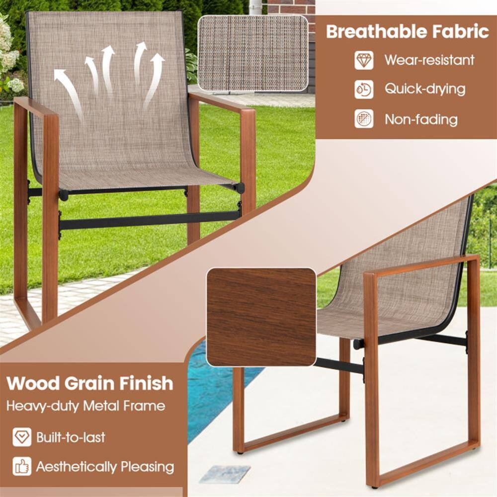 Breathable Fabric  
- Wear-resistant  
- Quick-drying  
- Non-fading  

Wood Grain Finish  
- Heavy-duty Metal Frame  
- Built-to-last  
- Aesthetically Pleasing