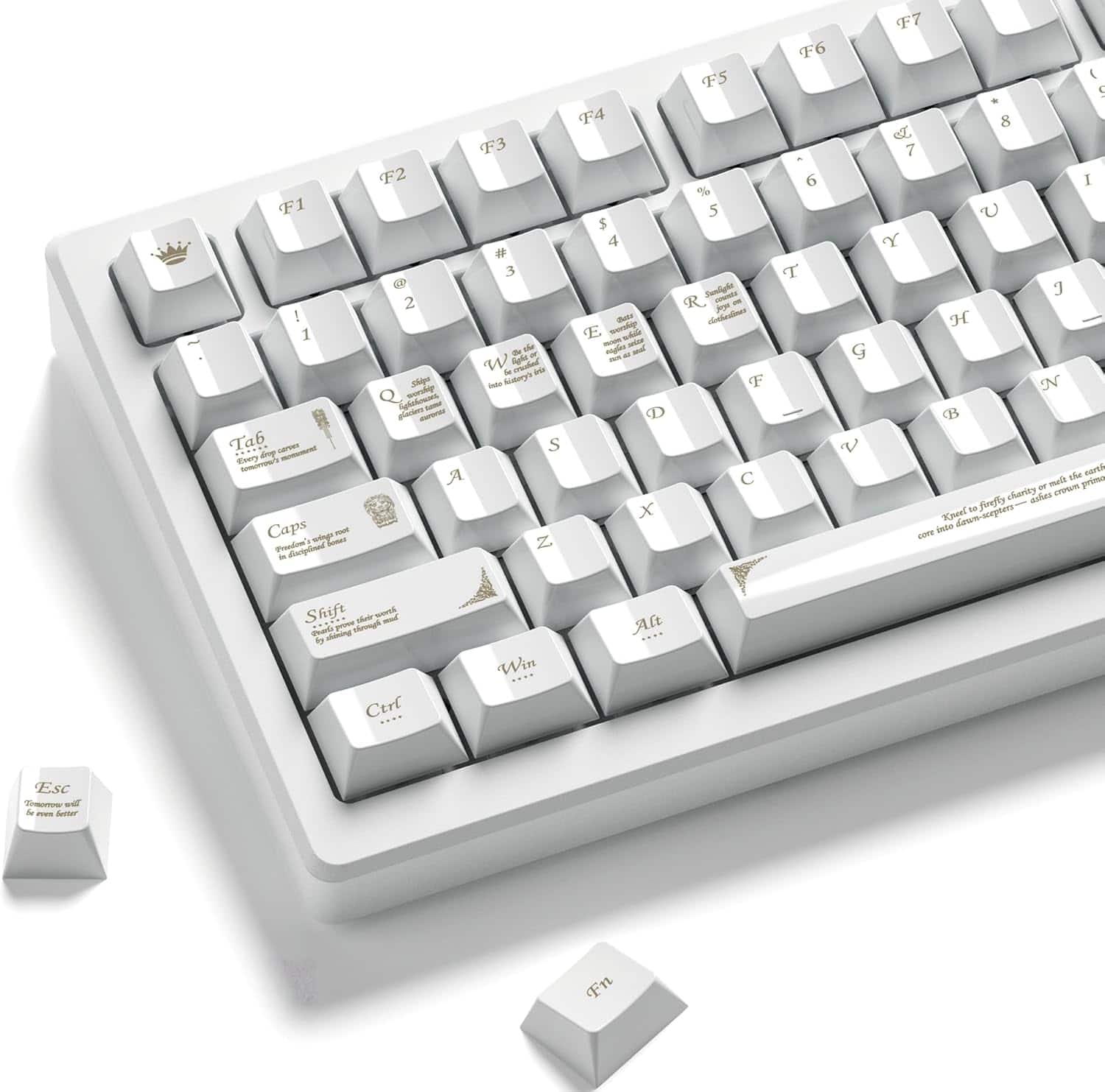 Womier - PBT Keycaps,Cherry Profile Custom Key caps Set, for 60% 65% 75% TKL 100% Cherry Gateron MX Mechanical Keyboard - White