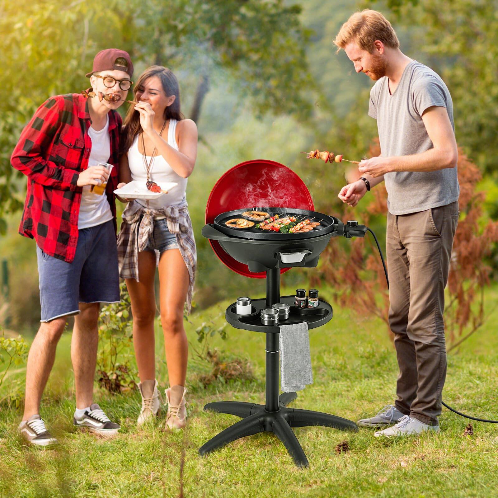 Alt View 1. Ecooso - 1350W Outdoor Electric BBQ Grill with Removable Stand, Nonstick Cooking Surface.