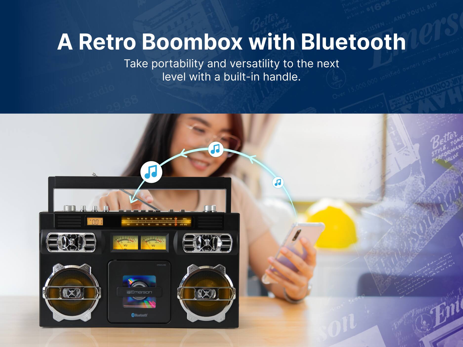 Retro Boombox with Bluetooth

Take portability and versatility to the next level with a built-in handle.