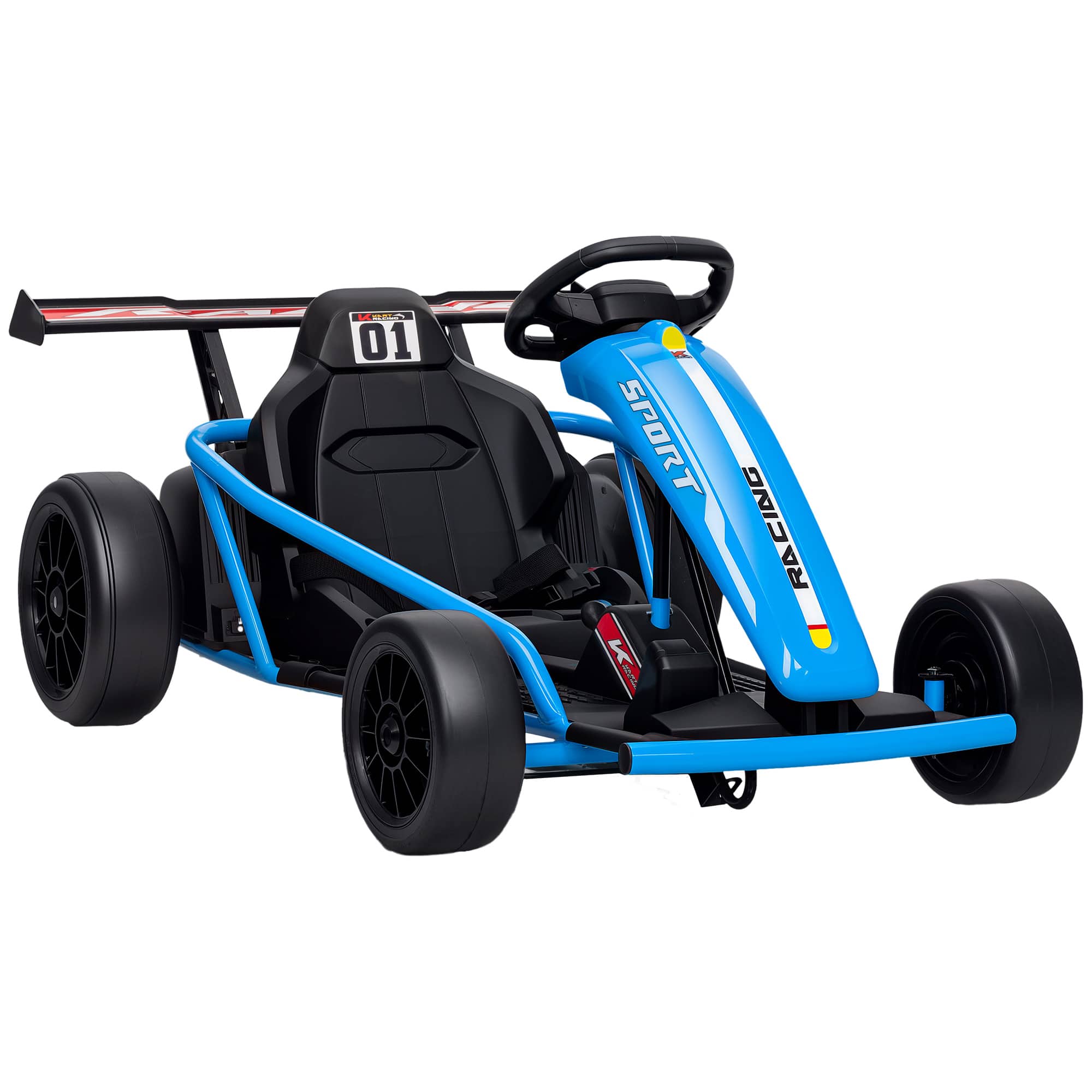 Qaba - 24V Electric Go Kart for Kids, 8.1 MPH Drift Kart w/Dual Motors, Nylon Tires, 7AH Battery, Safety Belt, Music