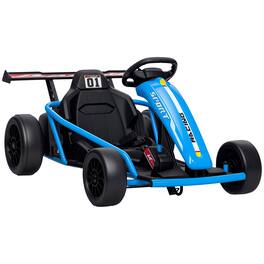 Qaba - 24V Electric Go Kart for Kids, 8.1 MPH Drift Kart w/Dual Motors, Nylon Tires, 7AH Battery, Safety Belt, Music
