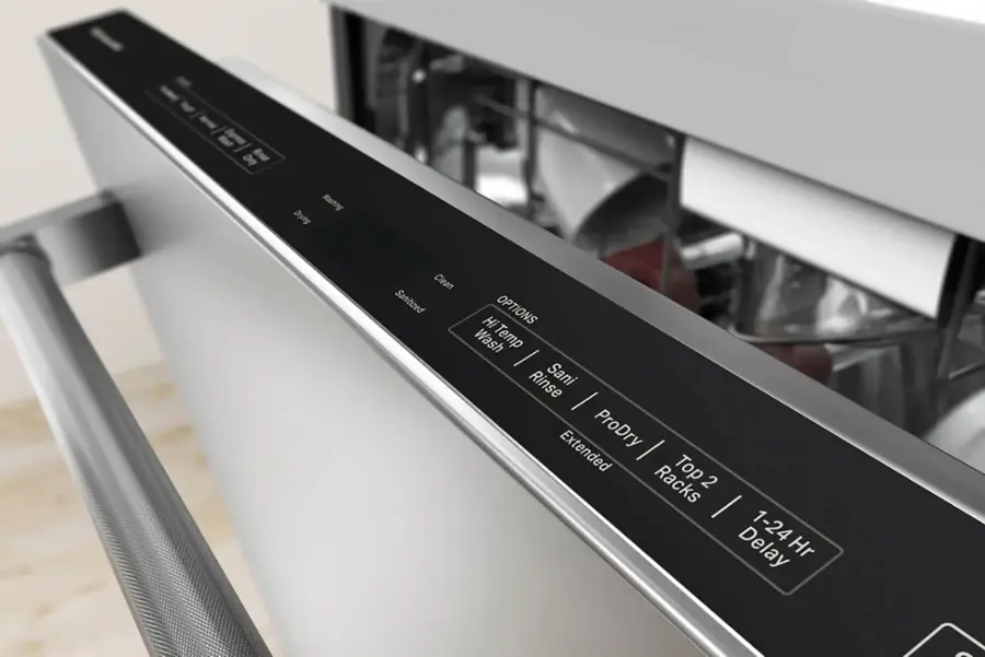 "Washing Drying Clean Sanitized Hi OPTIONS Wash Temp Rinse Sani Extended ProDry Racks Top 2 1 1-24 Delay Hr"