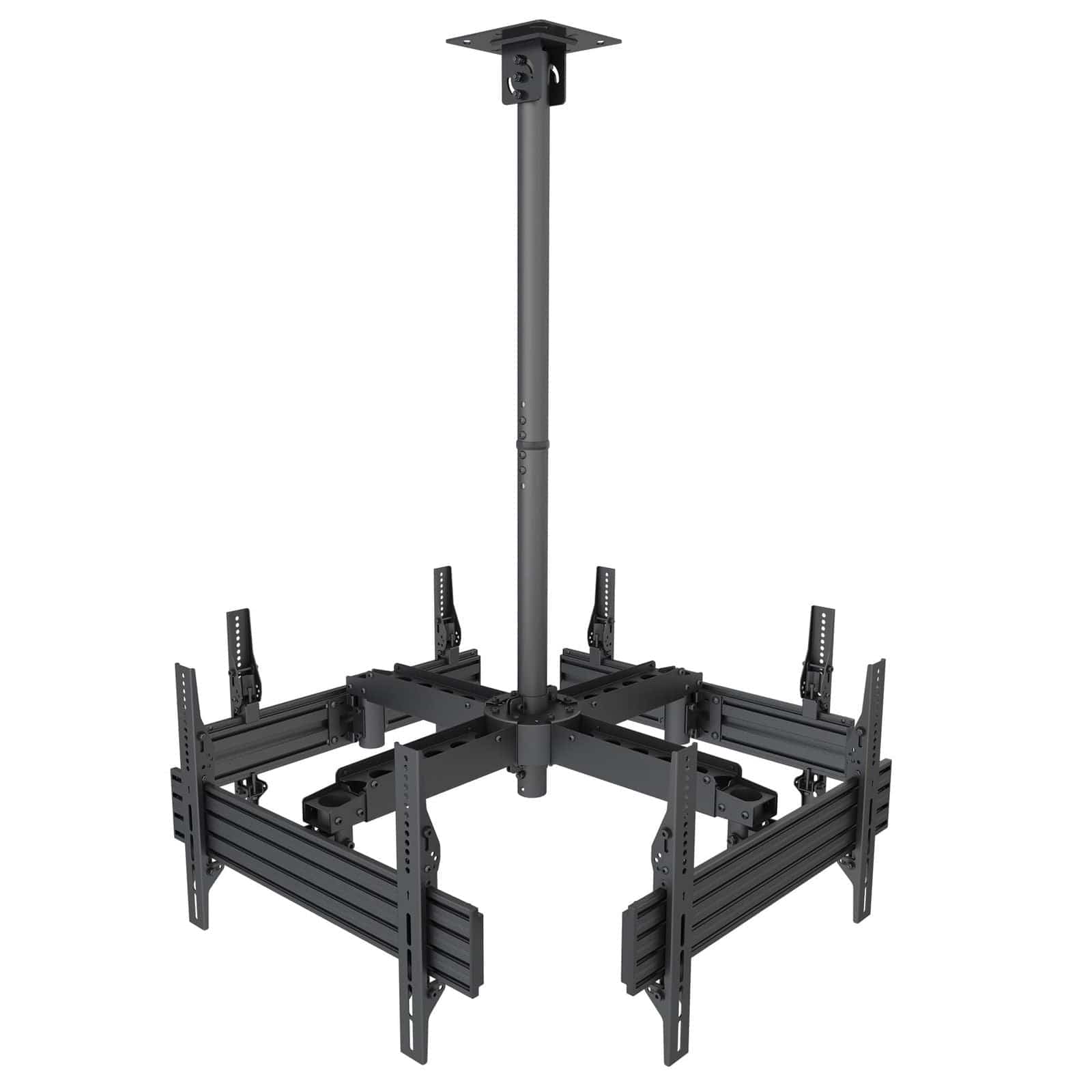 Alt View 5. Mount-It! - Quad TV Display Ceiling Mount for Four 32"–75" Screens, Height Adjustable, Tilting, Swivel - Black.