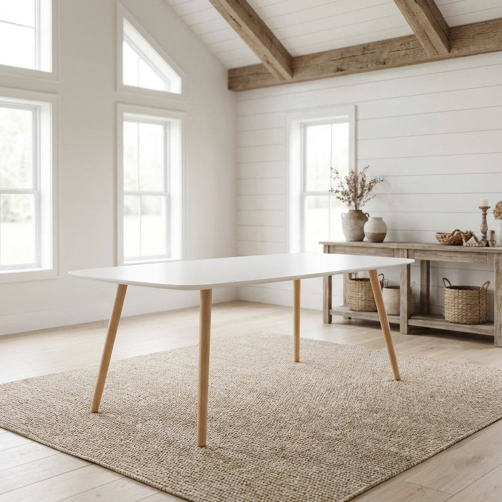 Left. FurniFact - White MDF Coffee Table with Storage Shelf and Minimalist Design - White.