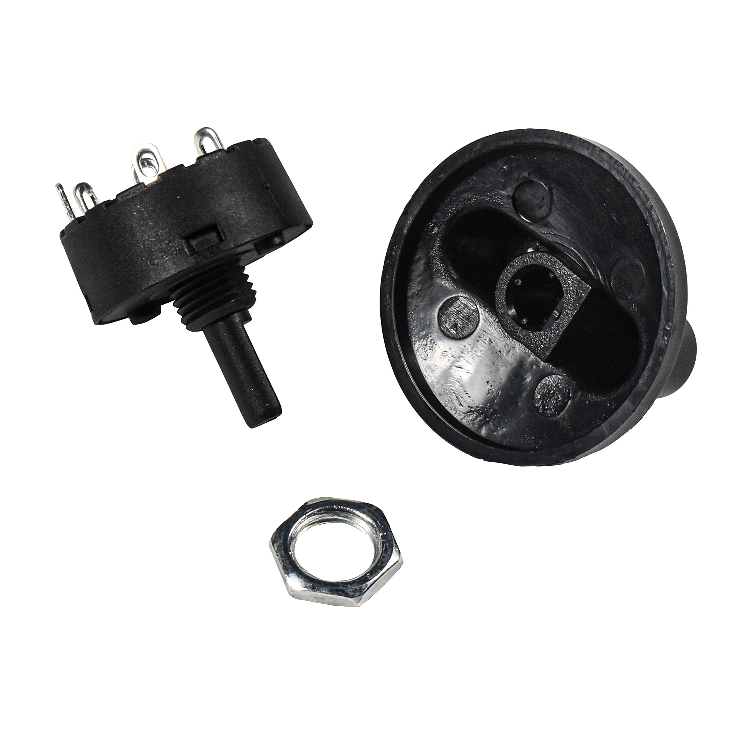 Left. HQRP - 4-Position Rotary Switch with Knob - 1-Pole 4-Way SP4T, 120 V AC 8 A - black.
