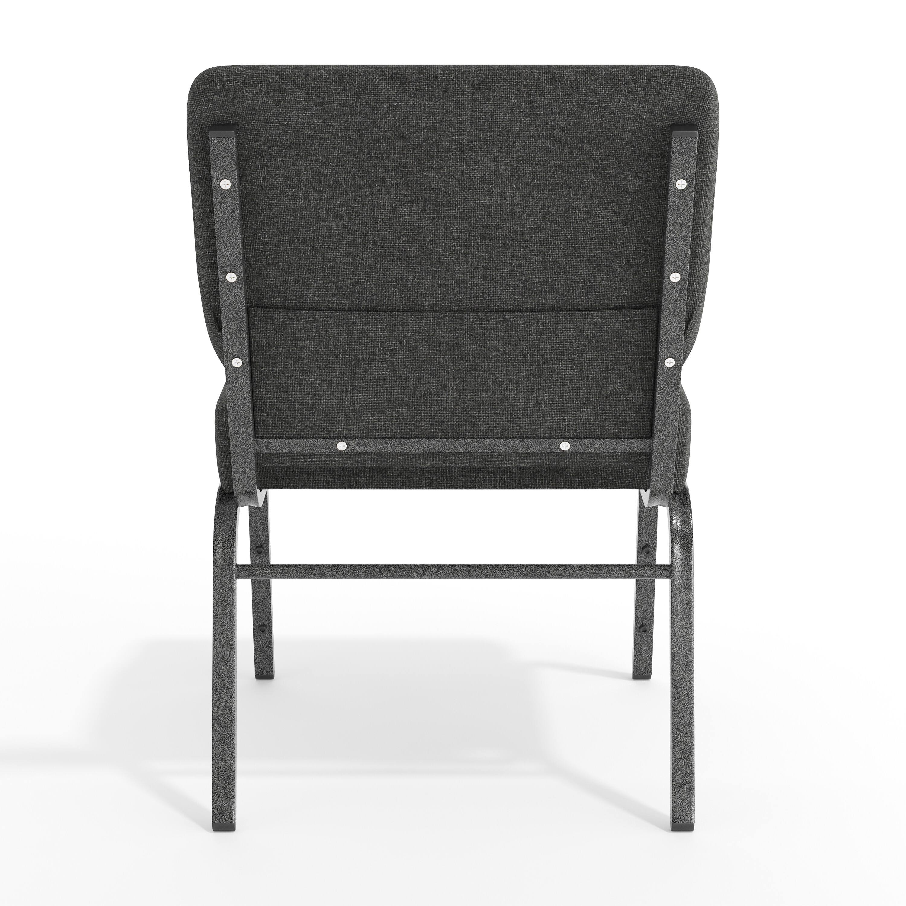 Alt View 7. Emma + Oliver - 21"W Stackable Church/Reception Guest Chair - Dark Gray Fabric/Silver Vein Frame.