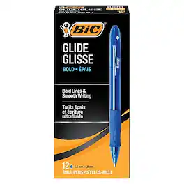 BIC - Glide Bold Retractable Ballpoint Pens, Bold Point, 1.6mm, Dozen - Blue Ink