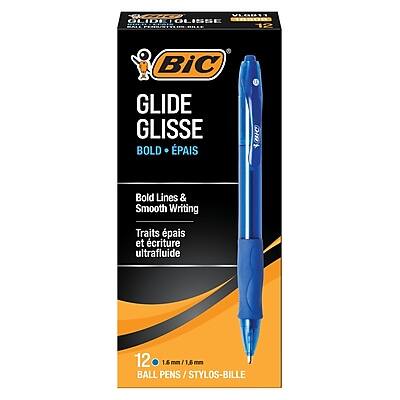BIC America - BIC Glide Bold Retractable Ballpoint Pens, Bold Point, 1.6mm, Blue Ink, Dozen (18509/VLGB11BE)