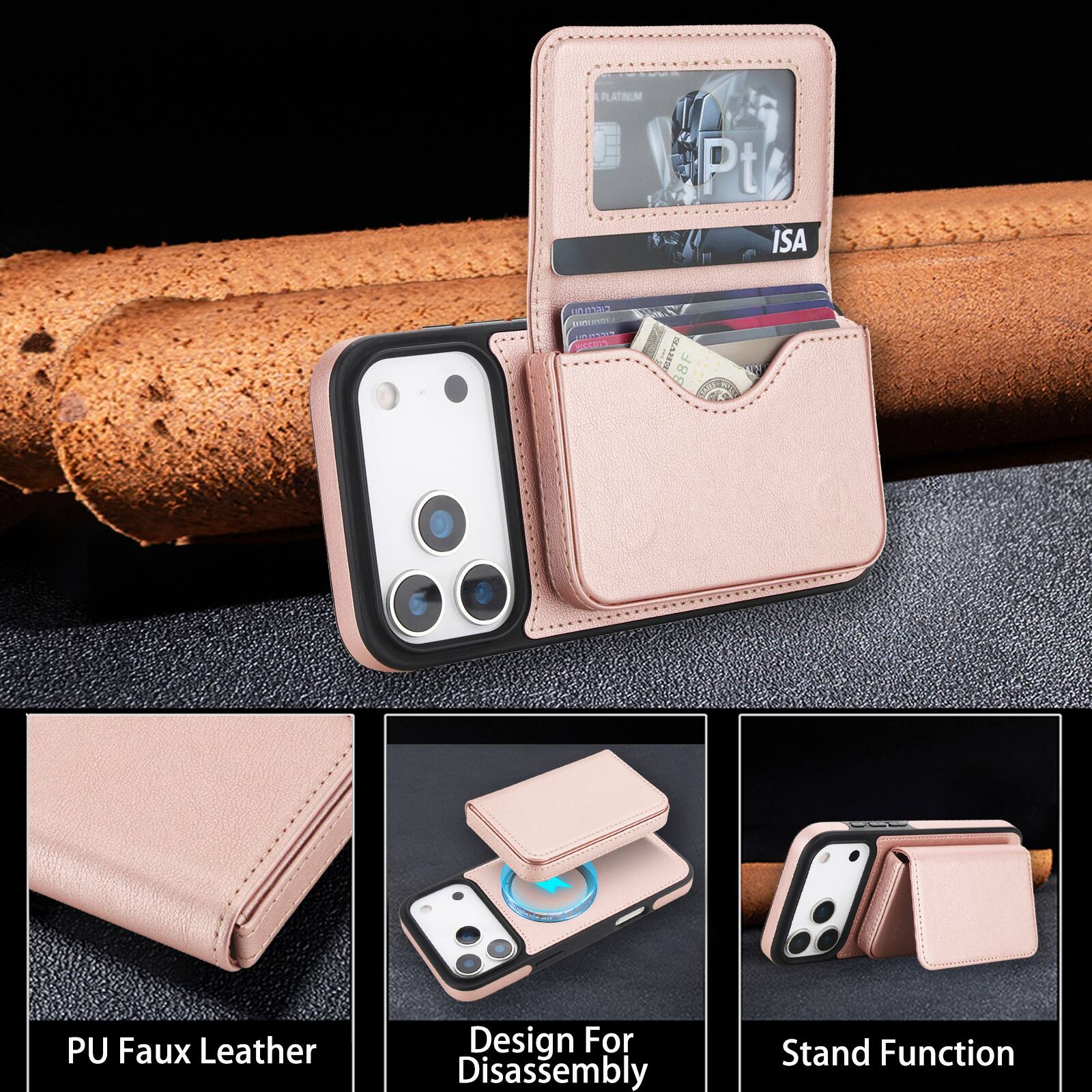 PLATINUM Pt ISA 0NO TaD B8F N 4 PU Faux Leather Design For Disassembly Stand Function