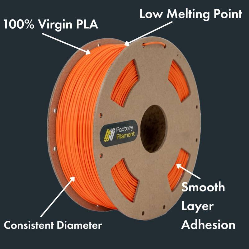 100% Virgin PLA  
Low Melting Point  
Consistent Diameter  
Smooth Layer Adhesion