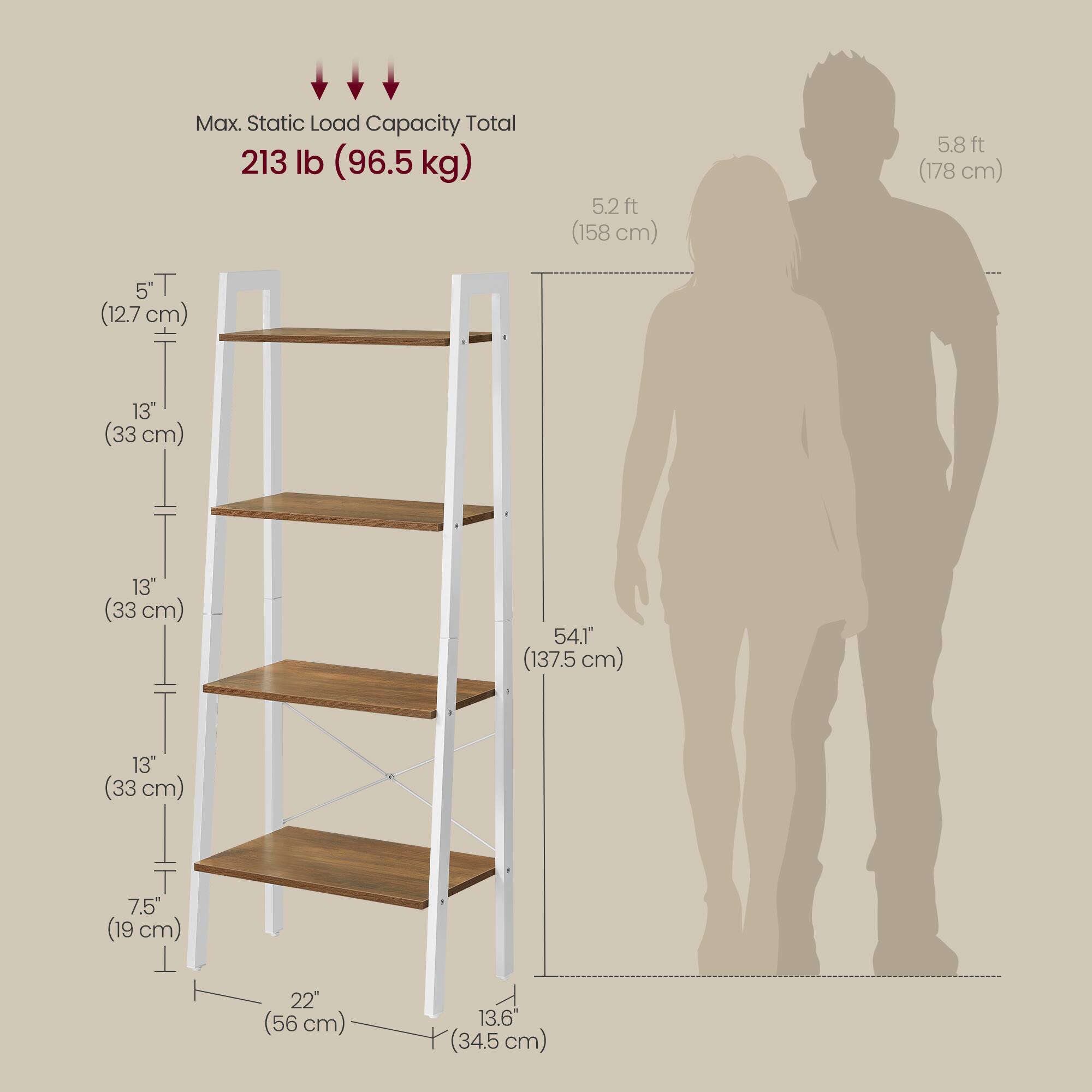 Max. Static Load Capacity Total 213 lb (96.5 kg)  
5.2 ft (158 cm)  
5.8 ft (178 cm)  
5" (12.7 cm)  
13" (33 cm)  
13" (33 cm)  
54.1" (137.5 cm)  
13" (33 cm)  
7.5" (19 cm)  
22" (56 cm)  
13.6" (34.5 cm)