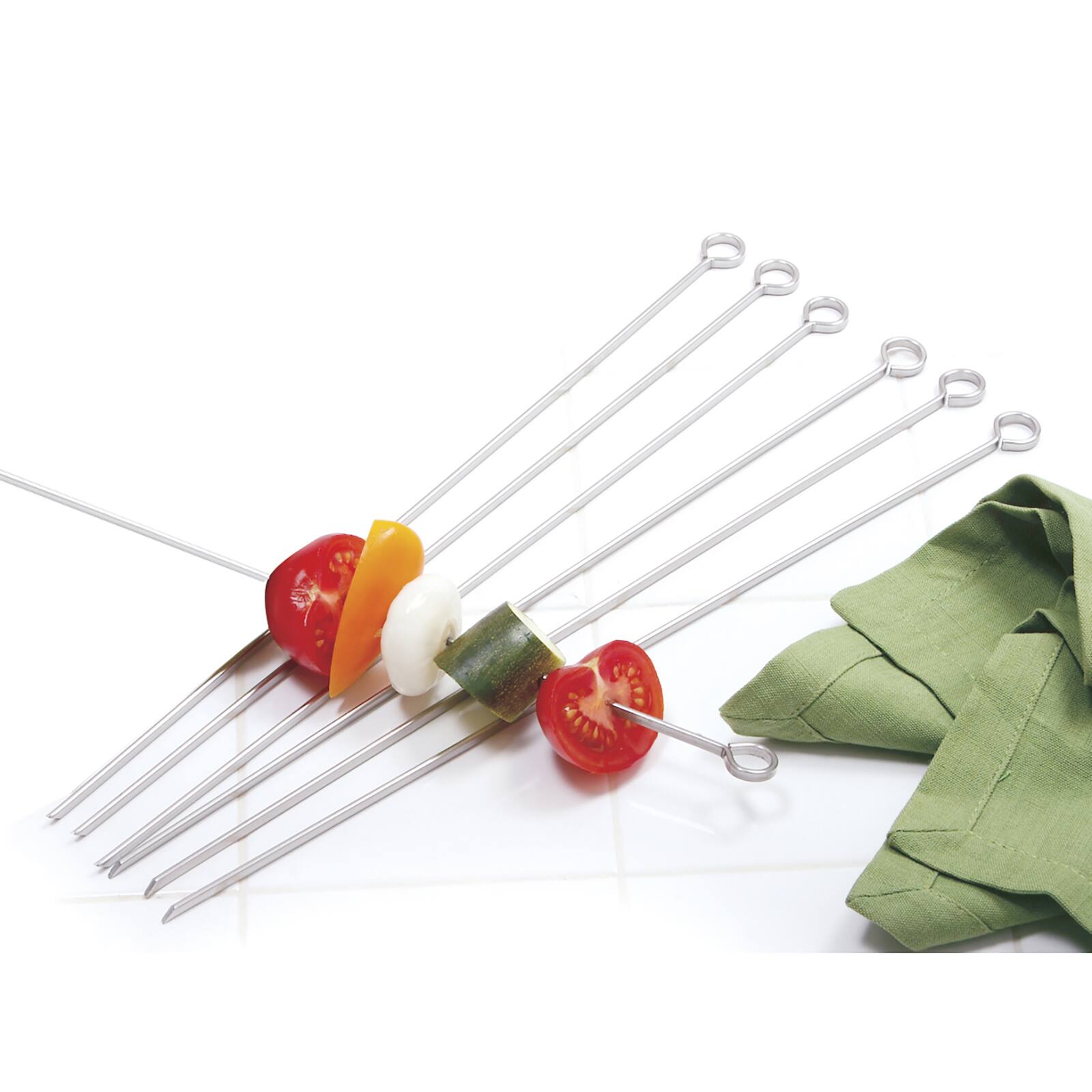 Alt View 3. Norpro - Stainless Steel 14-Inch Barbeque Skewers, Set of 6 - Silver.