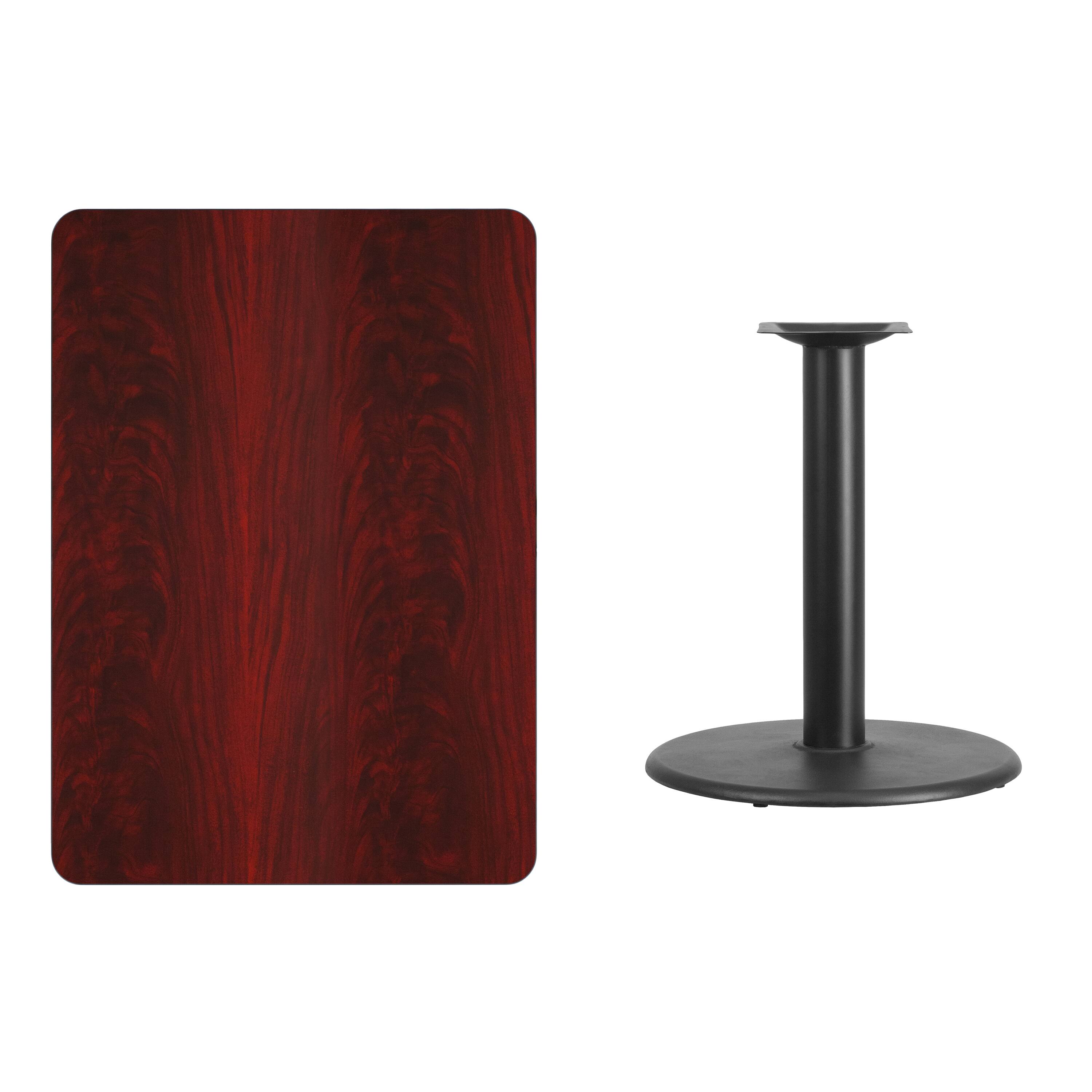 Alt View 2. Emma + Oliver - 30"x42" Rectangular Laminate Table with 24" Round Table Base - Mahogany.