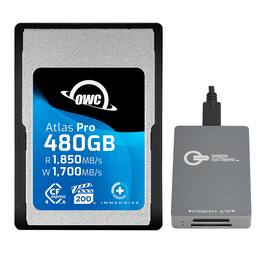 OWC - Atlas Pro 480GB CFexpress TypeA 4.0 Memory Card w/CFexpress A/SD Reader