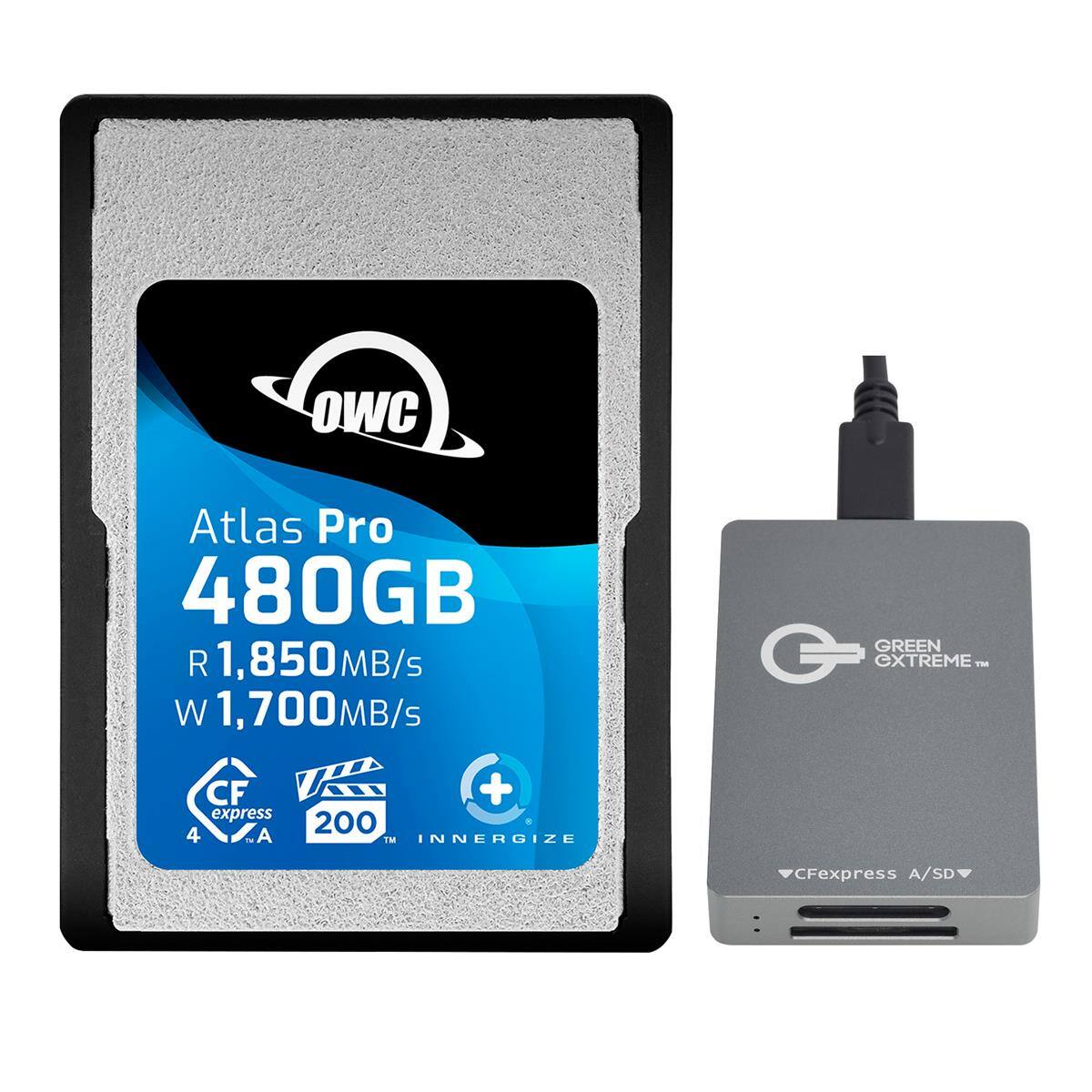 OWC  
Atlas Pro 480GB  
R 1,850MB/s  
W 1,700MB/s  
GREEN EXTREME™  
CF express 4 A  
+ 200™ INNERGIZE  
CFexpress A/SD