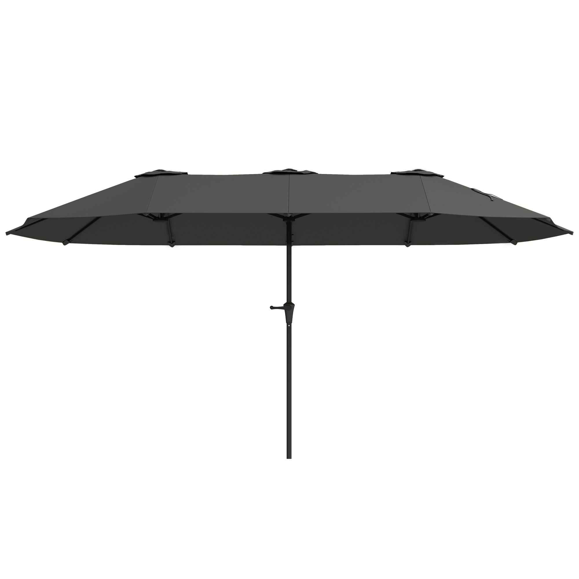Outsunny - 13 ft. Extra Large Patio Umbrella, UPF30+ Double Umbrella Outdoor Patio with Easy Crank Handle, Vents for Garden, Pool - Dark Gray