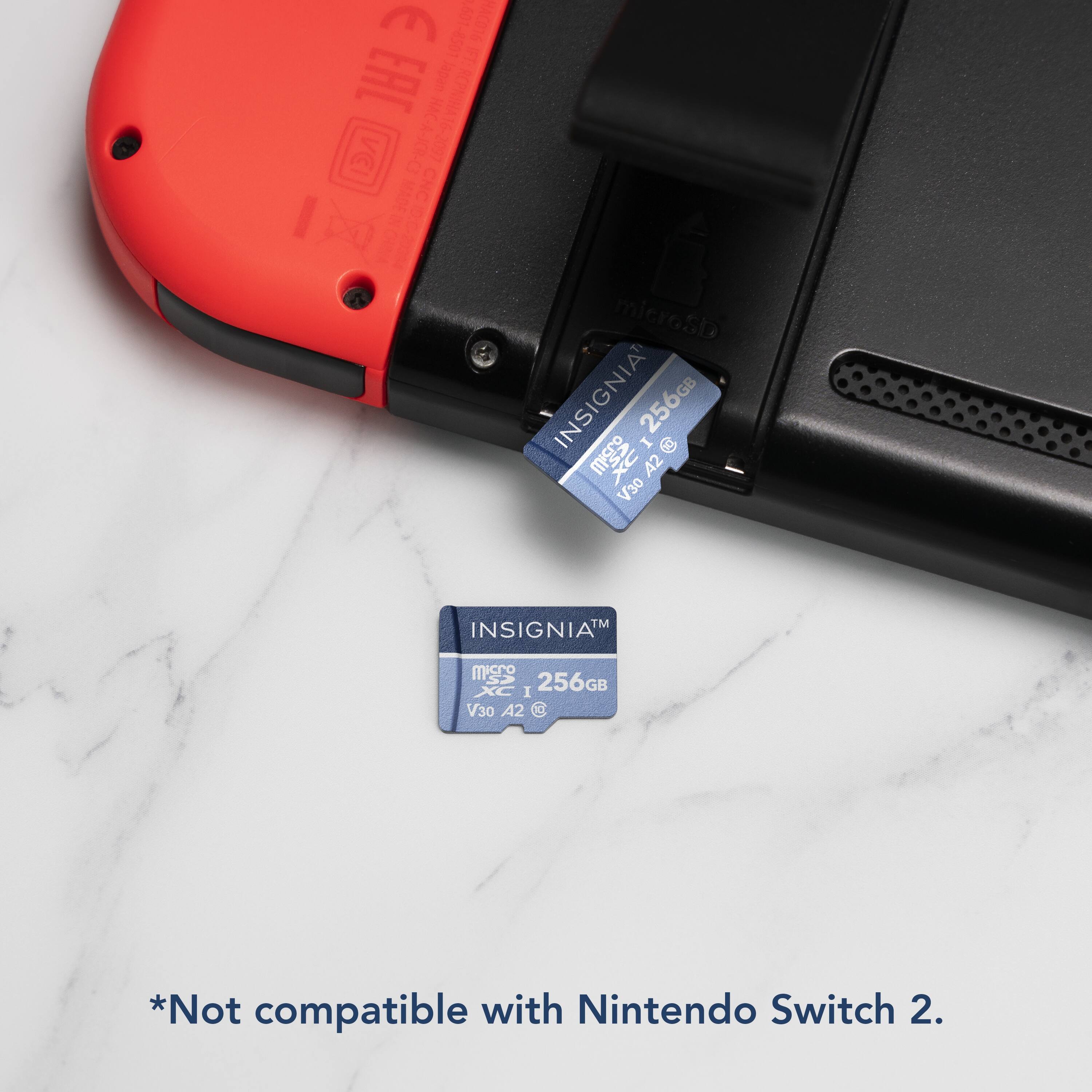 E 01-8501 EAC HACAONO CNC 100 microSD INSIGNIA 256GB I @ X A2 V30 TM INSIGNIA M XC I 256GB V30 A2 R *Not compatible with Nintendo Switch 2.