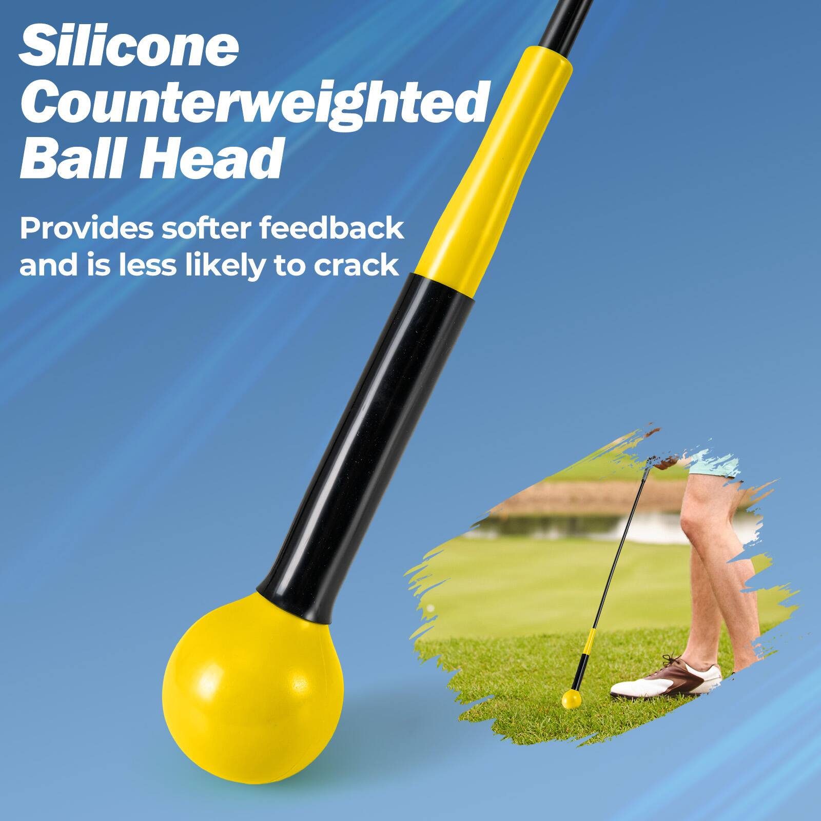 Silicone Counterweighted Ball Head  
Provides softer feedback and is less likely to crack