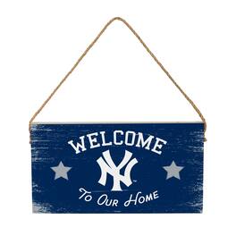 Evergreen Enterprises - New York Yankees 6" x 11" Welcome Home Wood Wall Sign with Rope Hanger - Multicolor